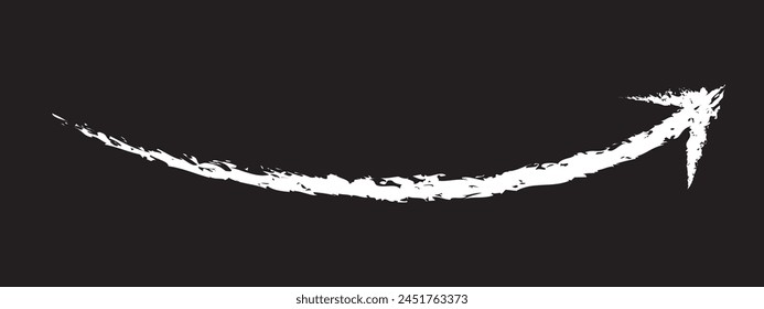 Hand drawn  white brush arrow vector isolated on a black background 