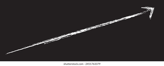 Hand drawn  white brush arrow vector isolated on a black background 