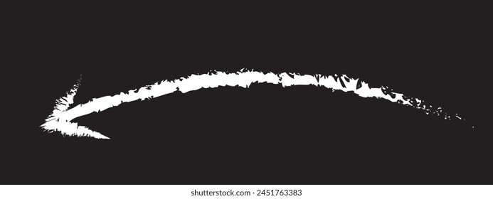 Hand drawn  white brush arrow vector isolated on a black background 