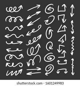 hand drawn White chalk arrow big set collection