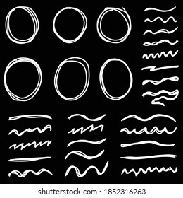 Hand Drawn White Circle And Underline On Black Background Vector