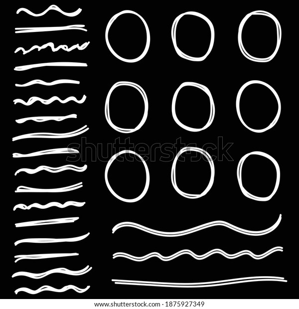 Hand Drawn White Circle And Underline
Set Collection On Black Background Vector
Illustration