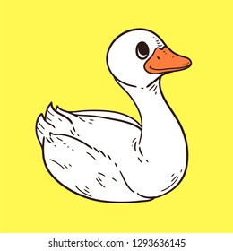 Hand drawn a white duck.