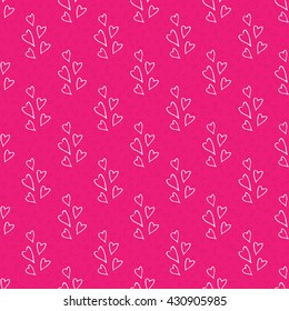 Hand drawn white hearts pattern.