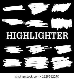 Hand drawn white highlight marker lines. Highlighter drawing design