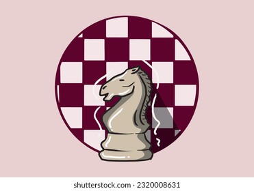 Hand drawn white knight chess pieces isolated on background. Chess logo for web site, app and print presentation. Creative art concept