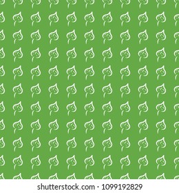 Hand drawn white leaves seamless pattern on green background