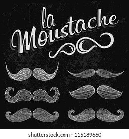 Hand Drawn White Mustache Set