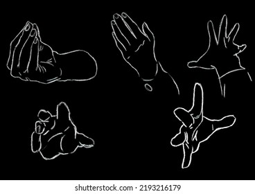 Hand drawn with white pencil on black background