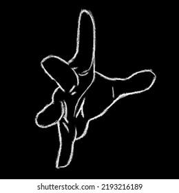 Hand drawn with white pencil on black background
