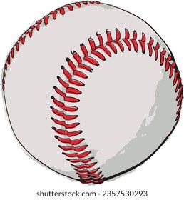 hand drawn white red baseball