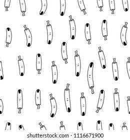 Hand Drawn White Simple Doodle fingers Pattern in Kids Style. Seamless Background with Drawing Vector tattoo Sketch Illustrations