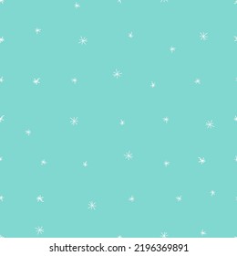 Hand dibujó copos de nieve blancos con fondo azul. Navidad de invierno patrón sin costuras. Fondo de Año Nuevo. Ornamento vectorial decorativo para tela, textil, papel envolvente, tarjeta, invitación, diseño web