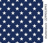 Hand drawn white stars on a dark blue background seamless pattern