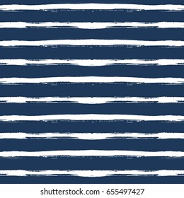 Hand drawn  white strips on dark blue. Seamless pattern. Vector.