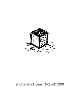 Hand drawn white sugar lump doodle vector illustration