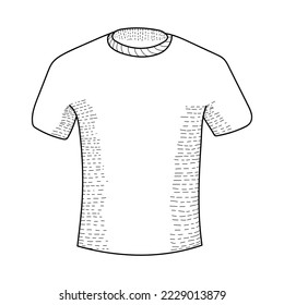 Hand Drawn white T-shirt On White Background