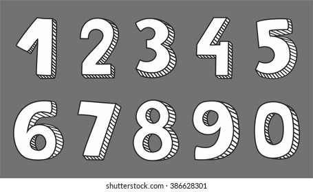 Hand Drawn White Vector Numbers Isolated Stock Vector (Royalty Free ...