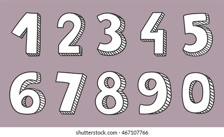 Hand Drawn White Vector Numbers