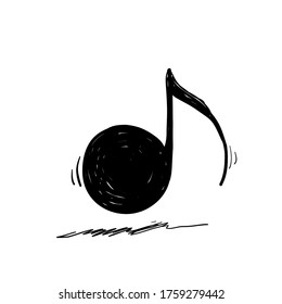 hand drawn whole note vector illustration, line art drawing style. Minimalism sign and symbol of music.doodle