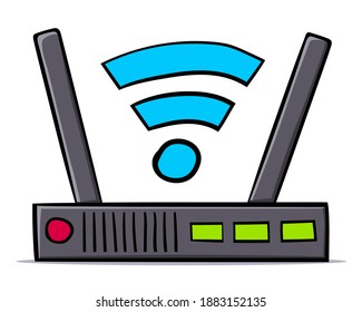 Enrutador Wi-Fi de mano dibujado