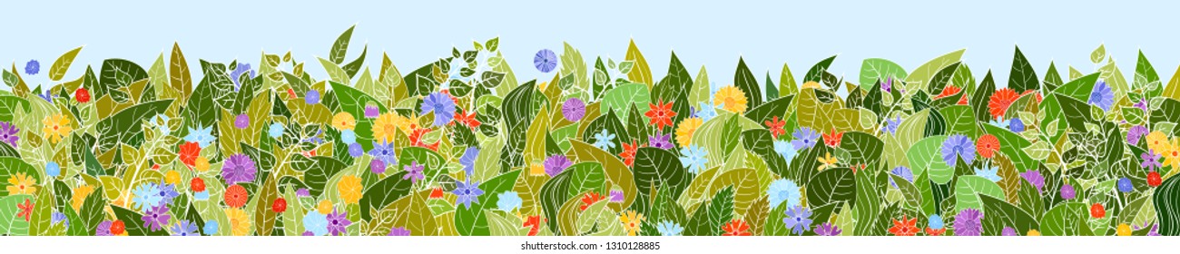 hand drawn wide vector floral background