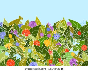 hand drawn wide vector floral background