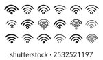 Hand drawn wifi icon set. doodle wi fi sign collection. Drawing Wi-Fi. Vector illustration