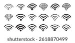 Hand drawn wifi icon set. doodle wi fi sign collection. Drawing Wi-Fi. Vector illustration