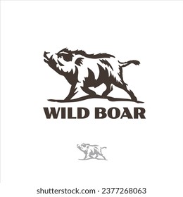 Hand drawn wild boar vector illustration. A wild boar mascot design. Dynamic design of a  stylized boar in motion. Wild Boar vector illustration.