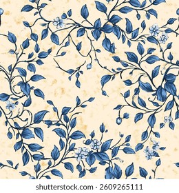 Hand drawn wild flowers vines seamless pattern. Design for fabric, wrapping, cover, wall art, decoration.