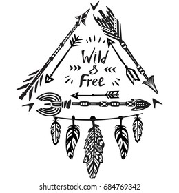 Hand drawn Wild Free lettering