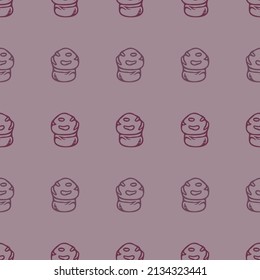 Hand drawn wild mushroom vector pattern. Seamless trendy purple biology fungi for all over print. Decorative background of wild fungus. 