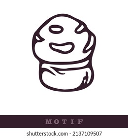 Motif vector de hongos silvestres dibujado a mano. Hongos de la biología púrpura de moda para el arte clip. Icono decorativo del hongo salvaje. 