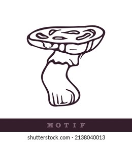 Hand drawn wild mushroom vector motif. Seamless trendy purple biology fungi for clip art. Decorative icon of wild fungus. 