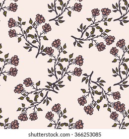 Hand drawn wild rose seamless pattern. Textile and wallpaper design template. Seamless background for different surfaces design.