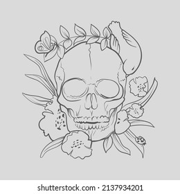 hand drawn wild skull collection set vector