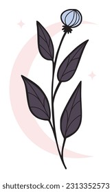 Hand drawn wild thistle plant in contour design, isolated vector illustration on white background