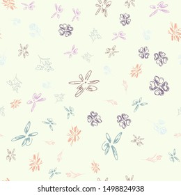 Hand drawn wildflower seamless patterns for print design. Rose floral seamless pattern. Spring textile texture. Repeat design element