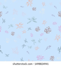 Hand drawn wildflower seamless patterns for print design. Rose floral seamless pattern. Spring textile texture. Repeat design element