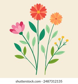Hand drawn wildflowers, Floral Drawings illustration