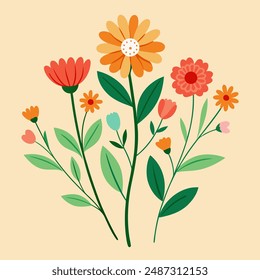 Hand drawn wildflowers, Floral Drawings illustration