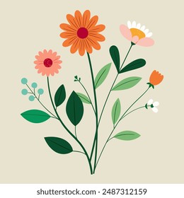 Hand drawn wildflowers, Floral Drawings illustration