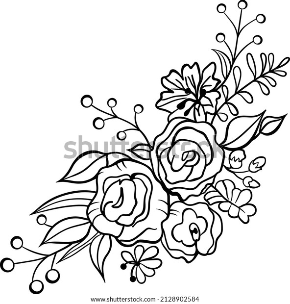 Hand Drawn Wildflowers Vector Graphics Stock Vector Royalty Free 2128902584 Shutterstock 