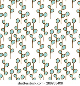 Hand Drawn Willow Botanical Seamless Pattern