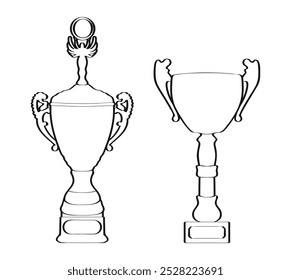 Hand drawn win cup outline isolated on white background