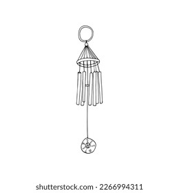 Hand drawn wind chime vector illustration, Feng-shuy