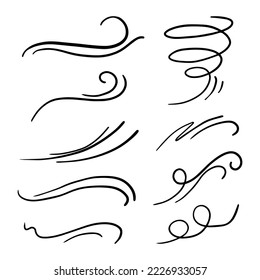 conjunto de doodle de viento dibujado a mano, ilustración vectorial.