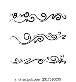 conjunto de doodle de viento dibujado a mano, ilustración vectorial.