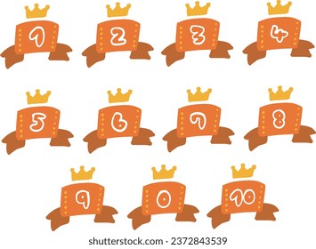 Hand drawn wind figures crown and ribbon illustration set　2